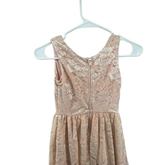 Amy Wear Girls Cream Lace Sleeveless High Low Dress Youth Size 7 - Picture 4 of 6